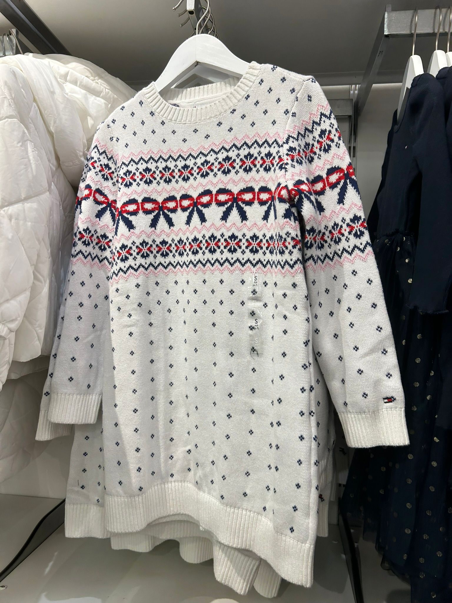 TOMMY Girls Fair Isle Bow Sweater Dress