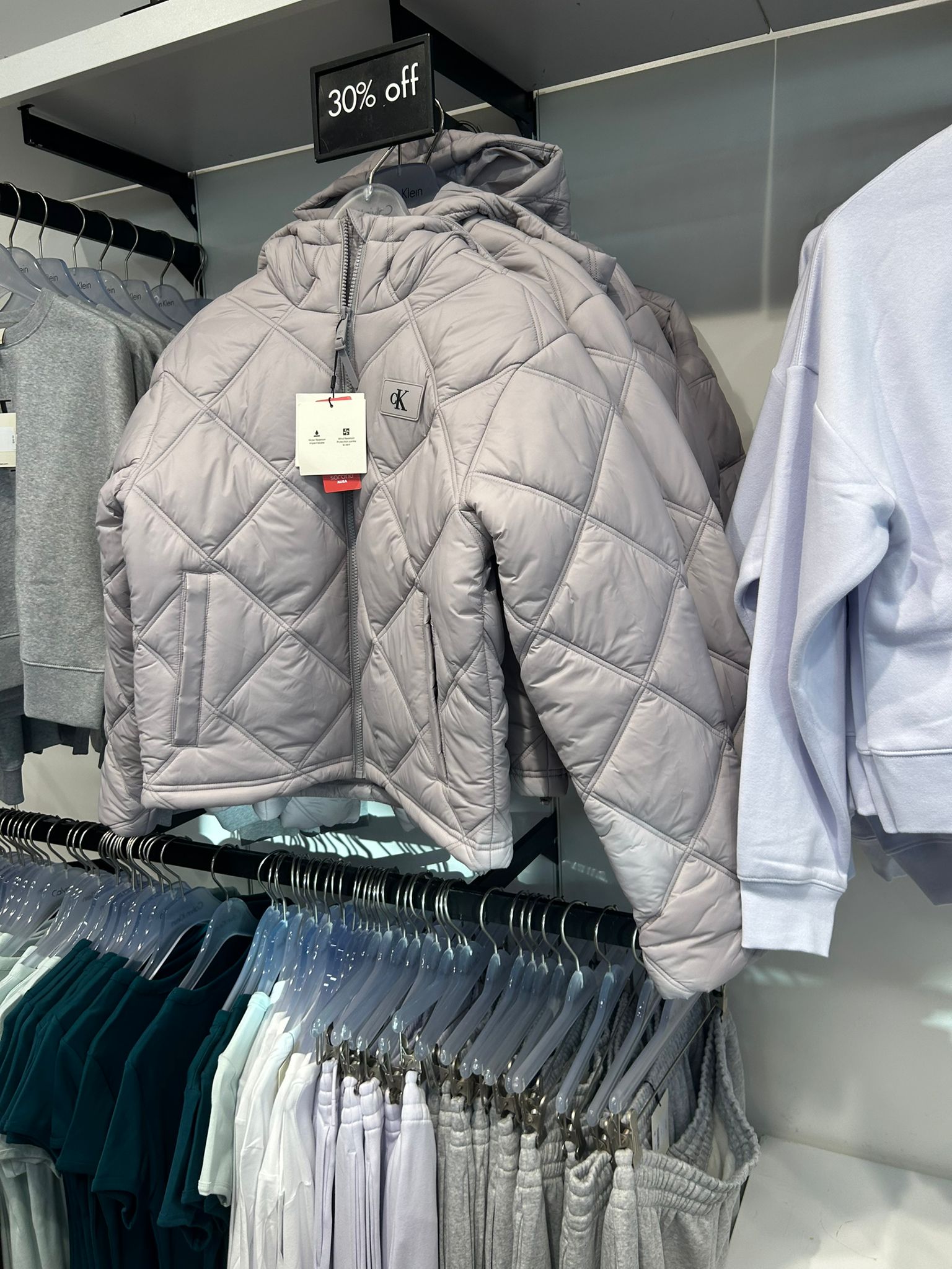 Calvin Klein Womens' Short Puffer Jacket Flat Gray