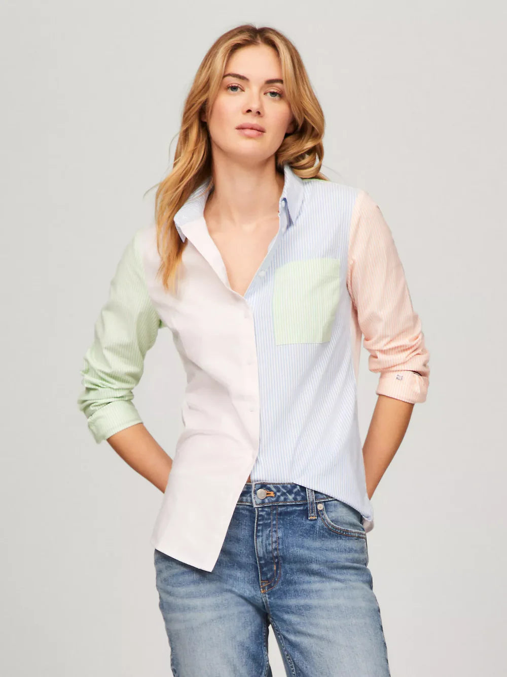 TOMMY WOMEN Regular Fit Multistripe Oxford Shirt