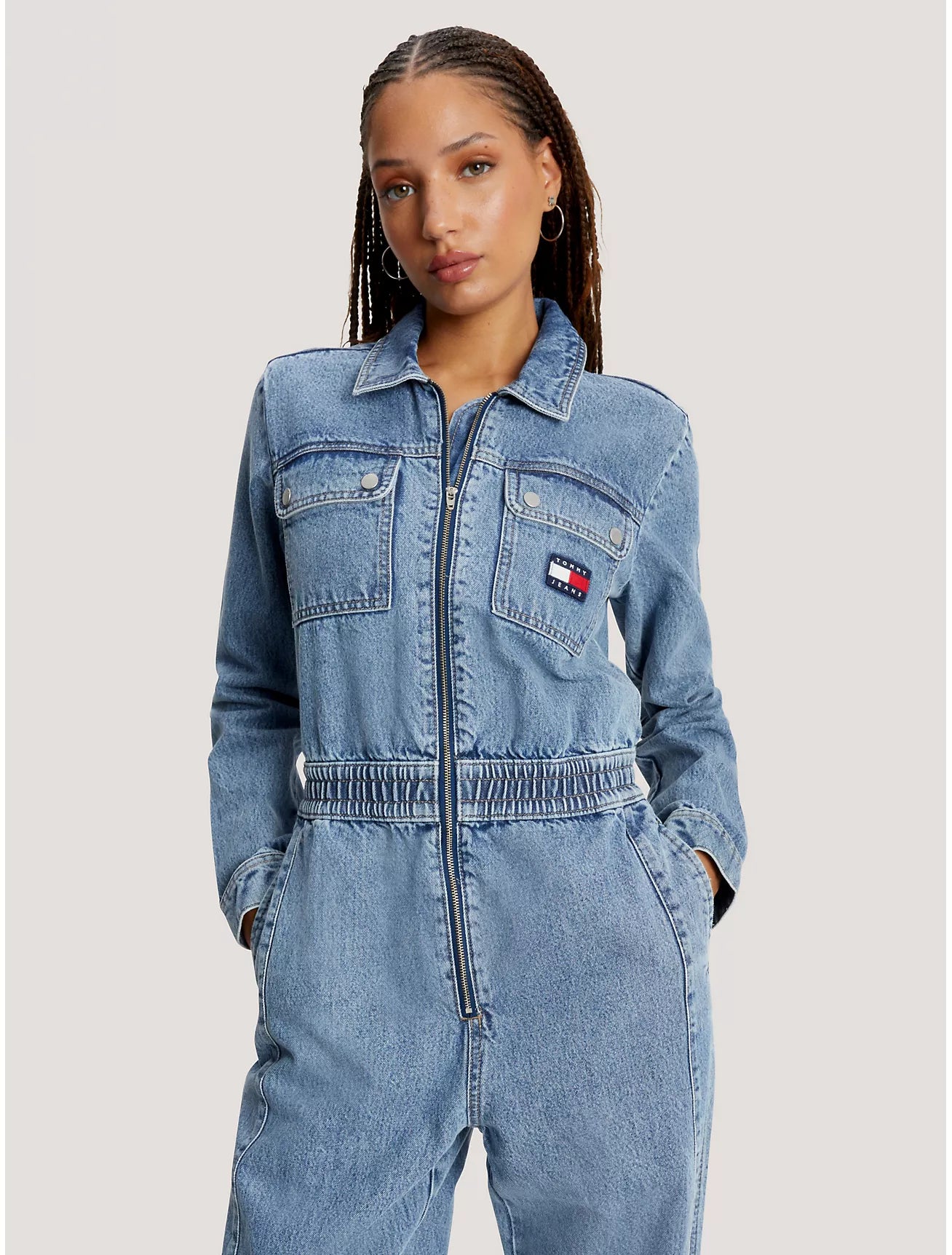 Tommy Jeans Stone Wash Badge Denim Jumpsuit