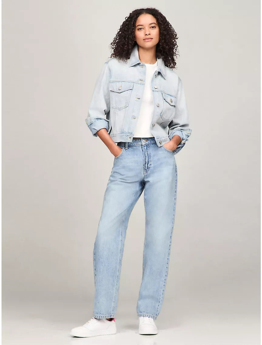 Tommy Jeans Cropped Light Wash Denim Jacket