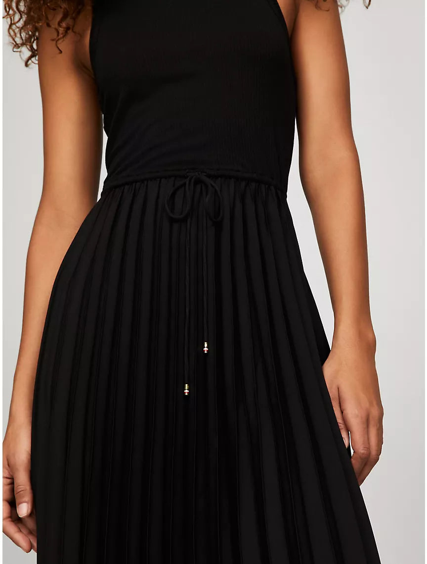 Tommy Hilfiger Sleeveless Pleated Midi Dress - Black