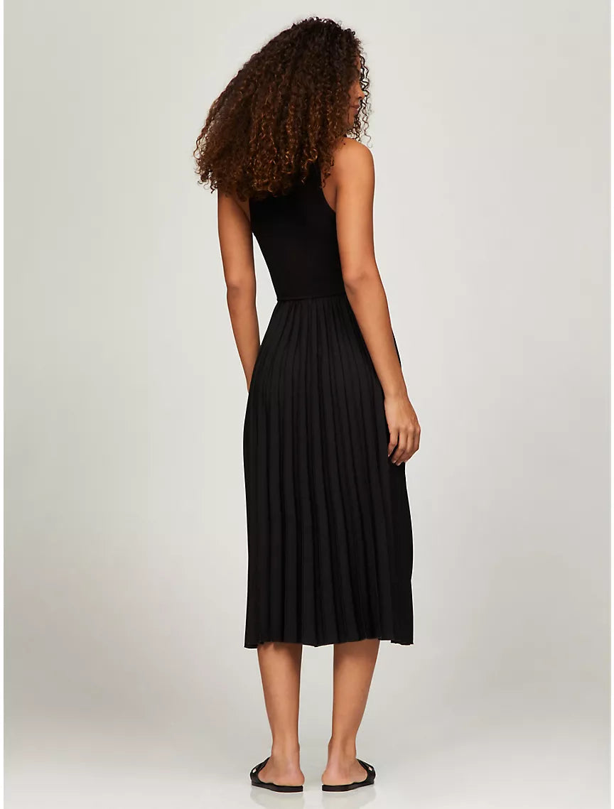 Tommy Hilfiger Sleeveless Pleated Midi Dress - Black