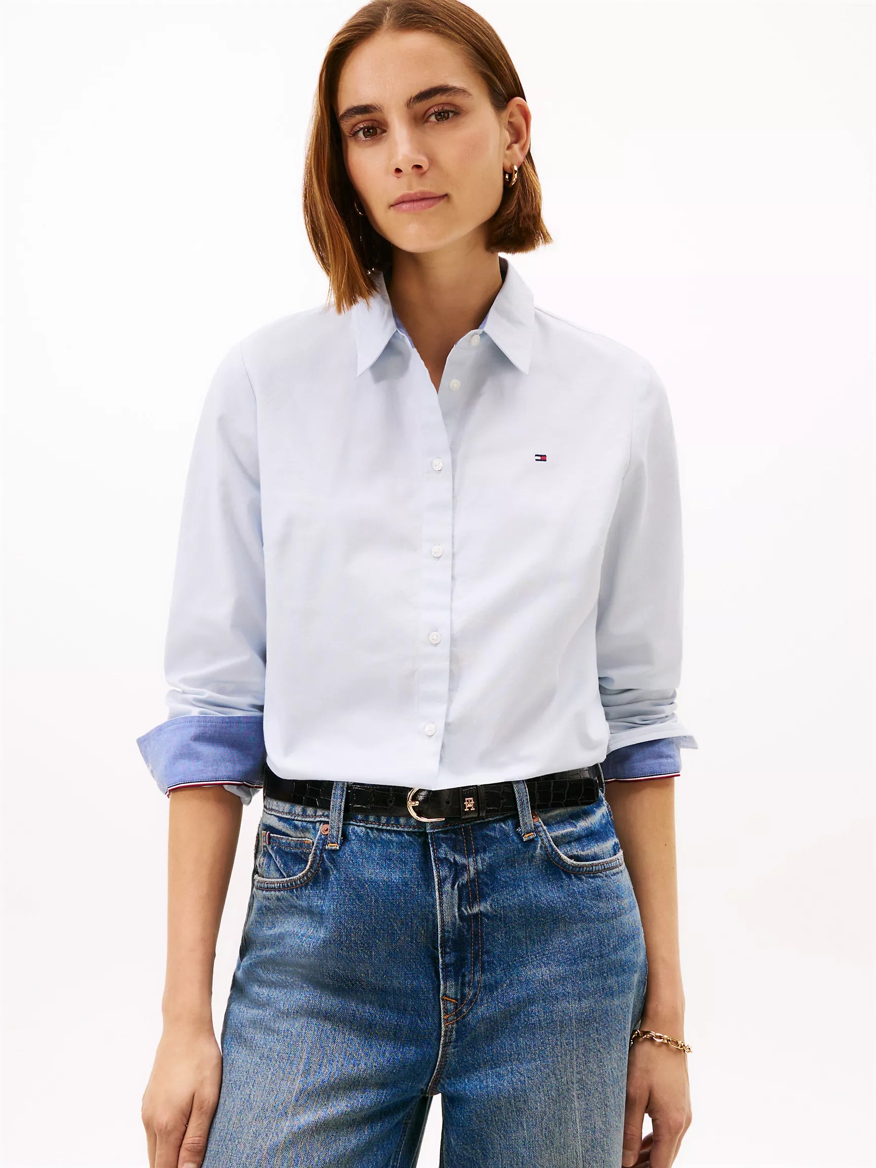 WOMENS' Tommy Regular Fit Stretch Oxford Shirt Light Blue