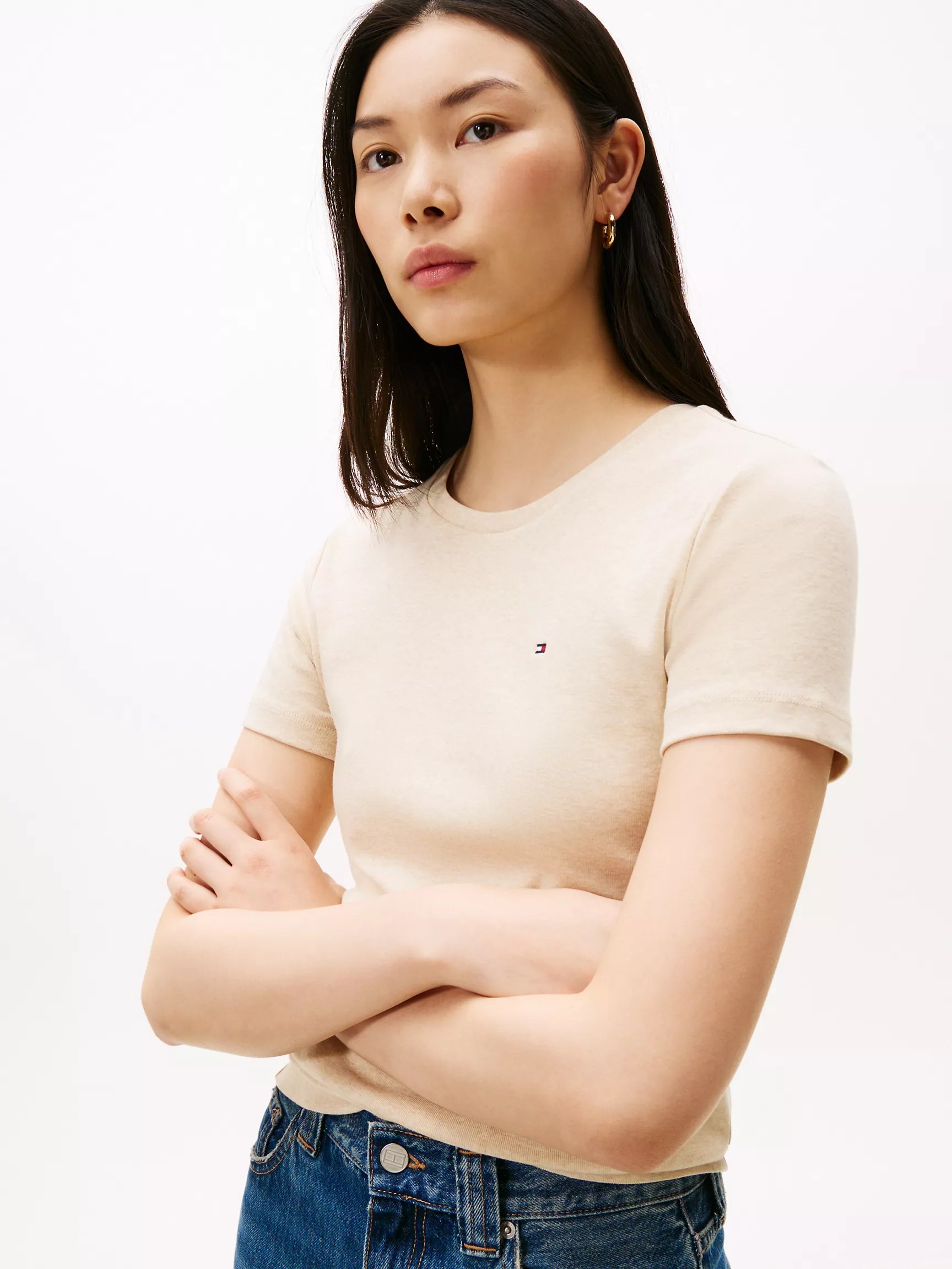 Womens' Tommy Crewneck Favorite T-Shirt / BEIGE