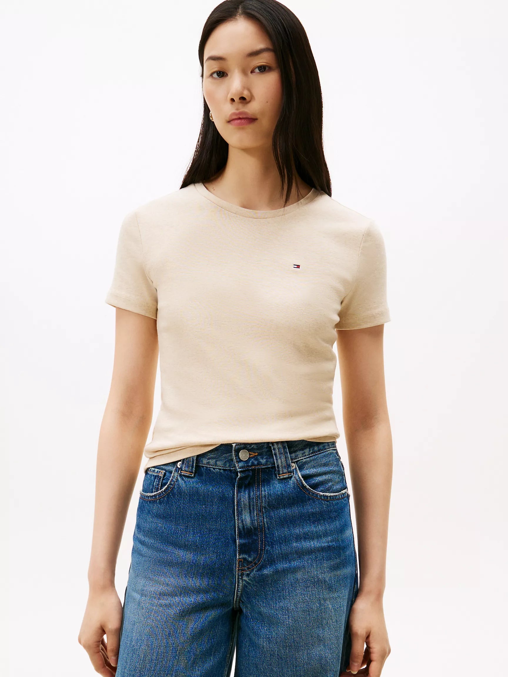 Womens' Tommy Crewneck Favorite T-Shirt / BEIGE