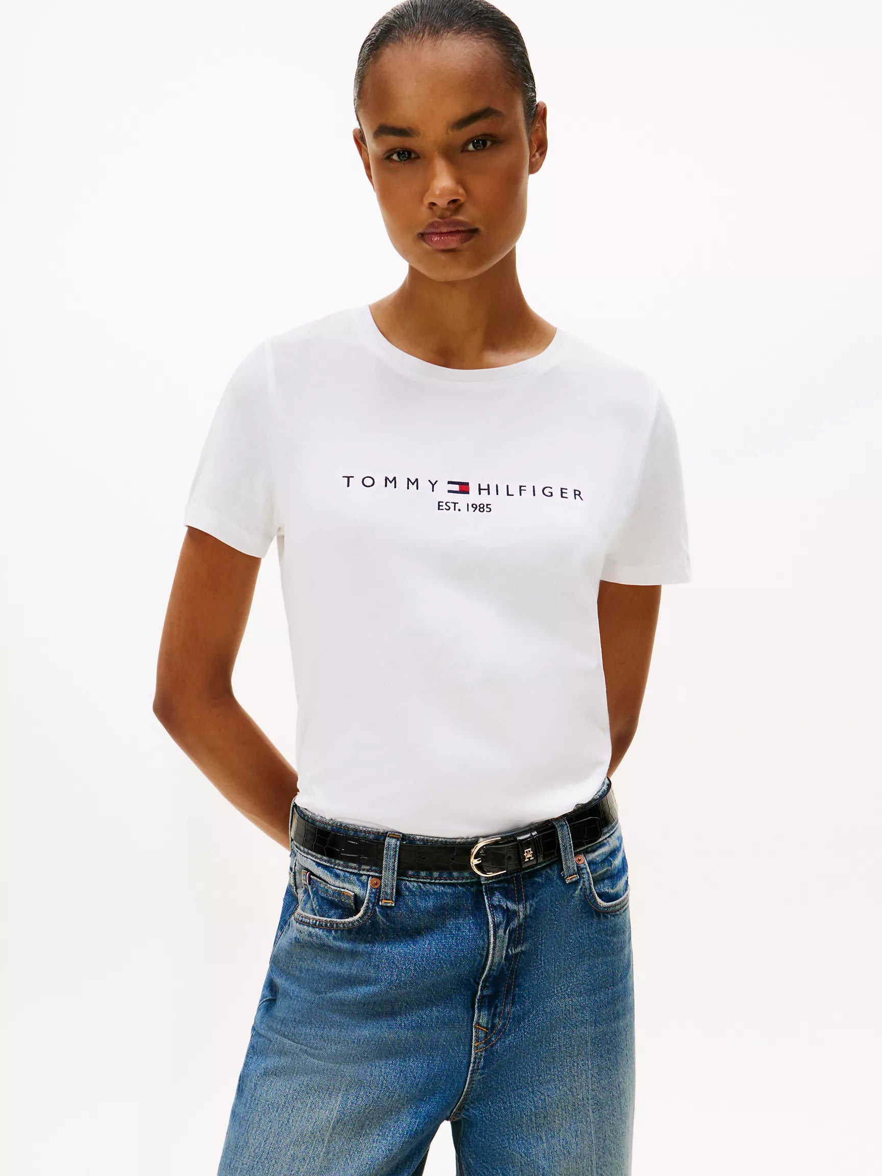 Womens' Tommy Embroidered Tommy Logo T-Shirt/Fresh White