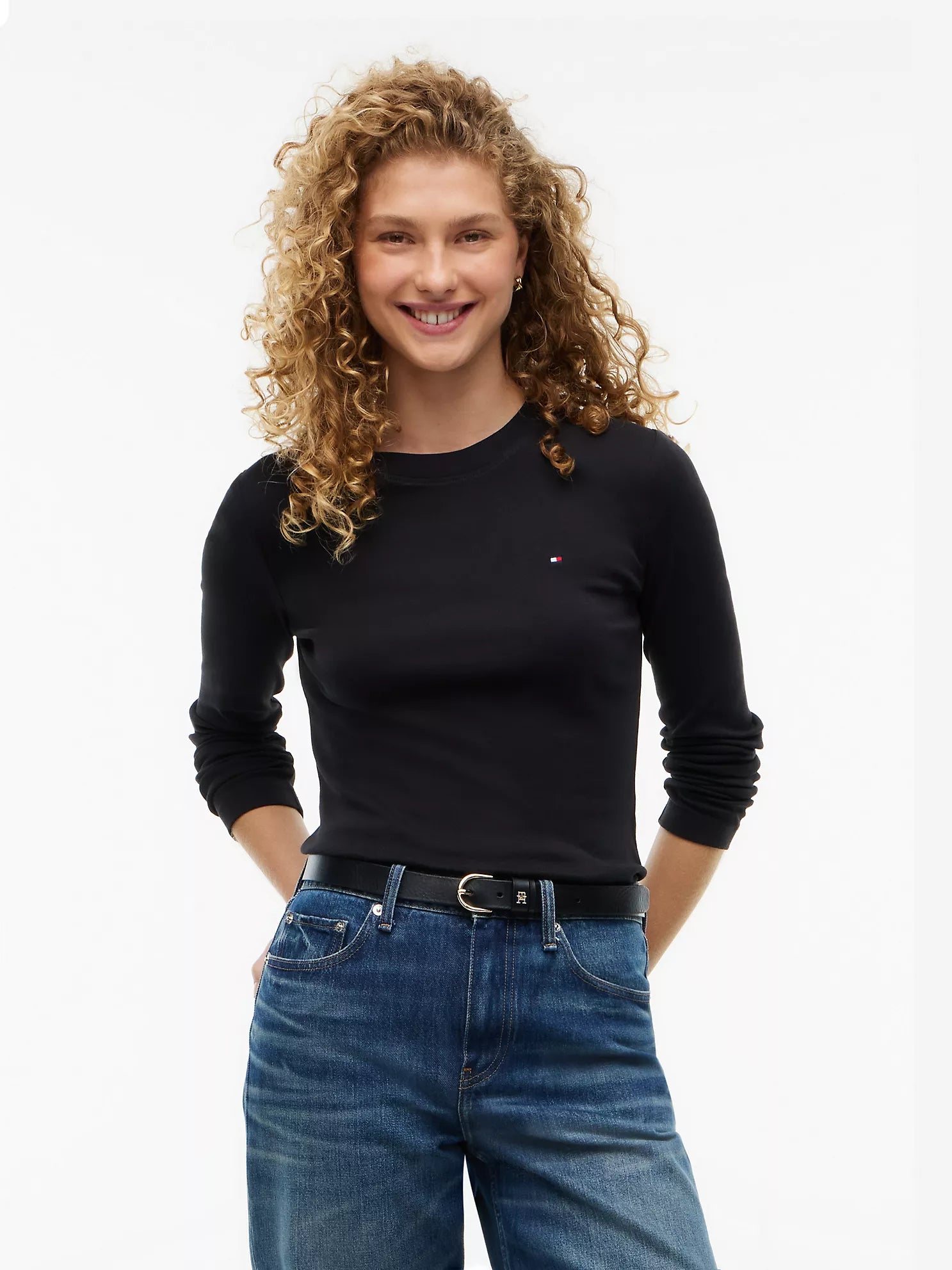 Tommy Hilfiger Women's Long-Sleeve Crewneck Favorite T-Shirt-Black