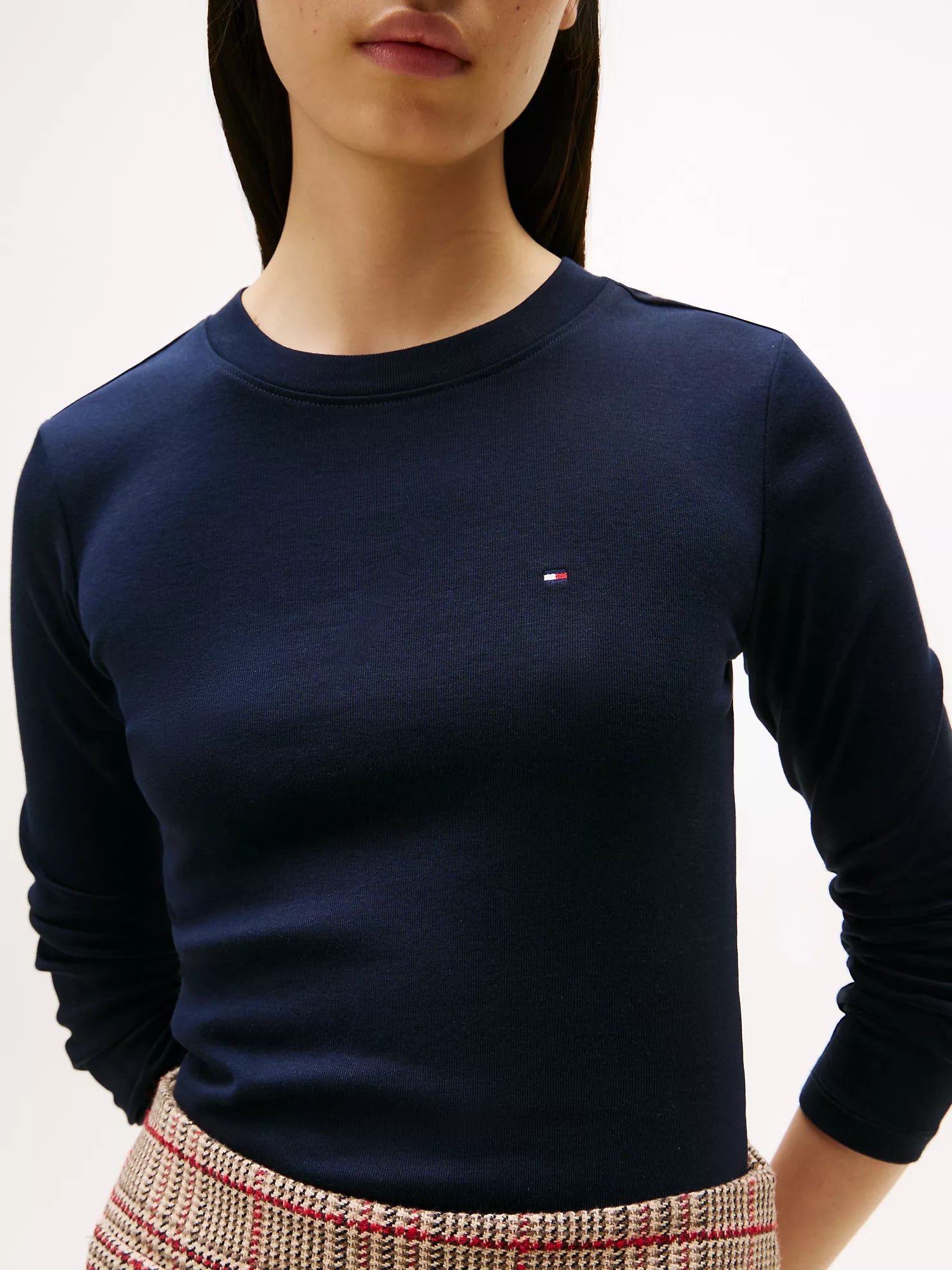 Womens' TOMMY Long-Sleeve Crewneck Favorite T-Shirt Navy Blue