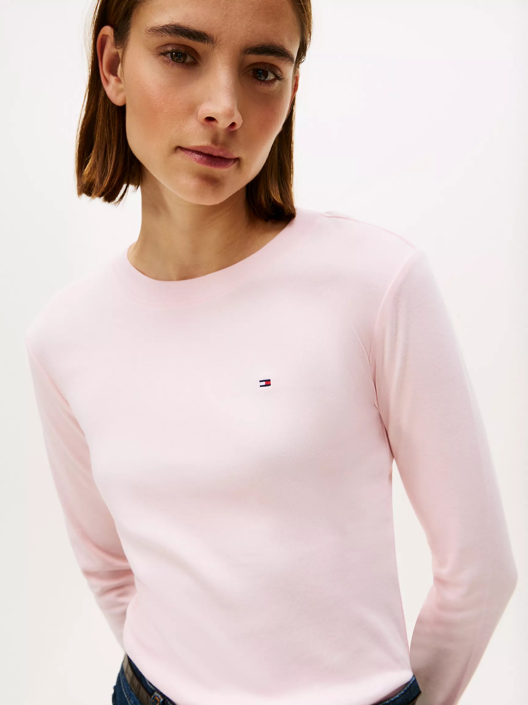 Tommy Womens' Long-Sleeve Crewneck Favorite T-Shirt/  Icy Pink
