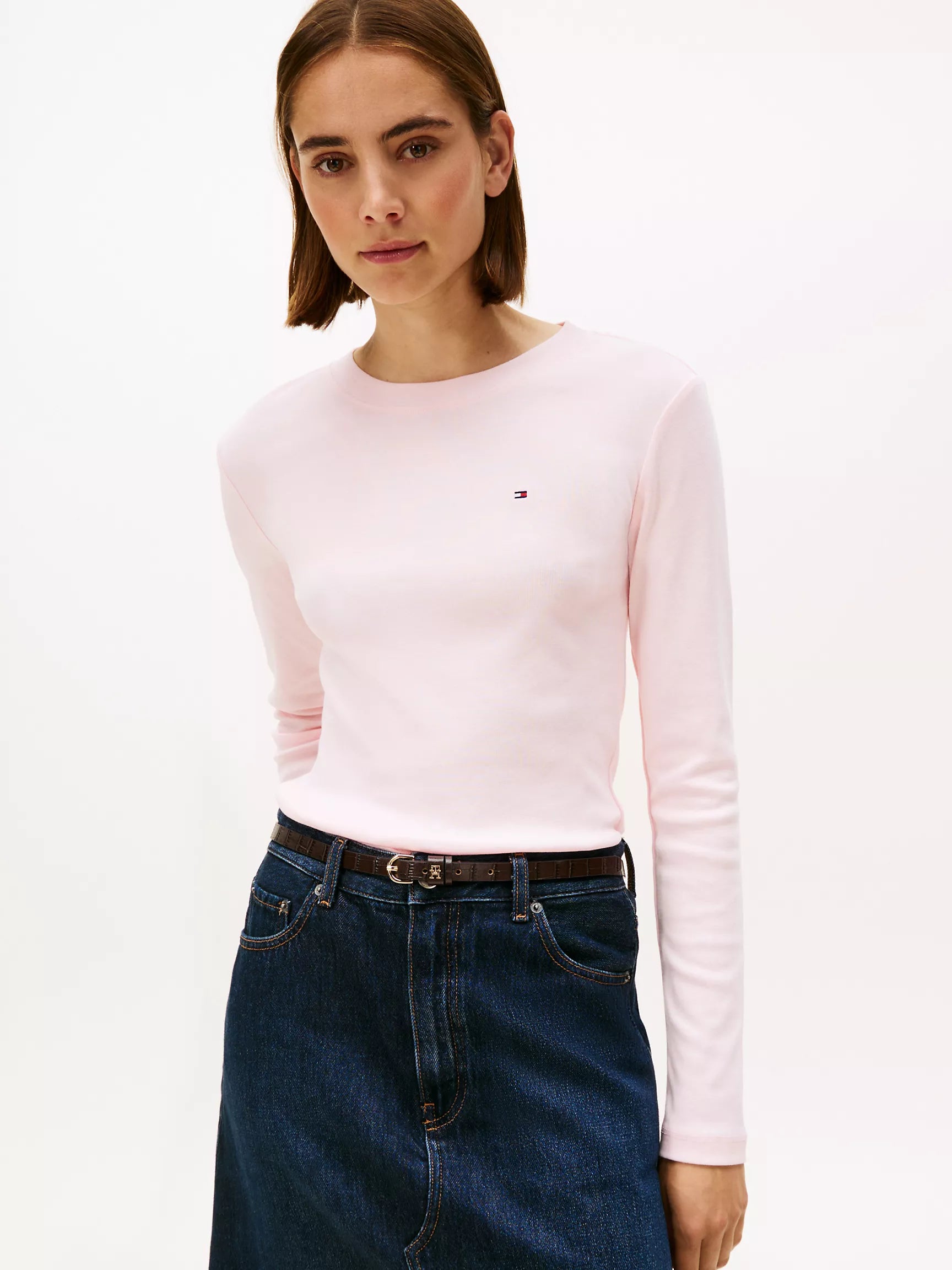 Tommy Womens' Long-Sleeve Crewneck Favorite T-Shirt/  Icy Pink