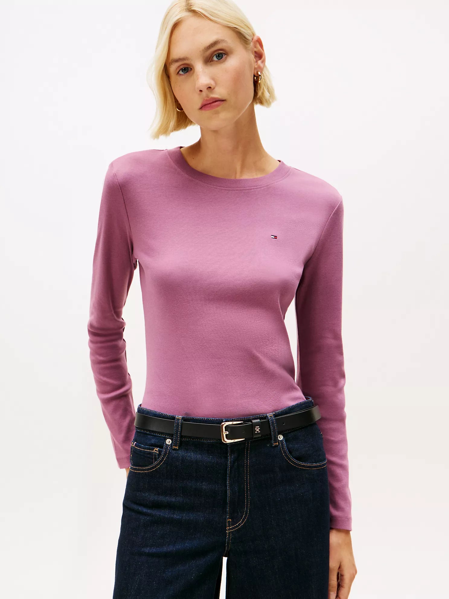 Womens' TOMMY Long-Sleeve Crewneck Favorite T-Shirt Misty Plum