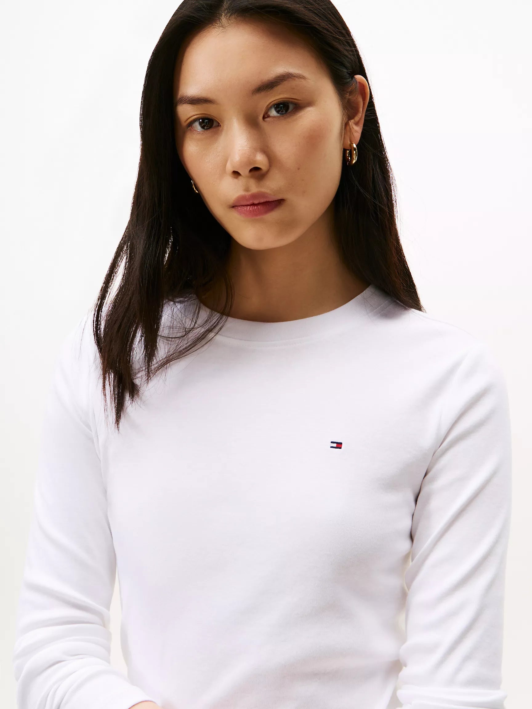 Womens' TOMMY Long-Sleeve Crewneck Favorite T-Shirt white