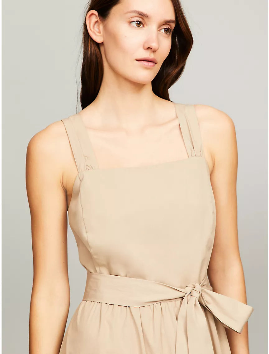 Tommy Hilfiger Sleeveless Belted Midi Dress - Khaki Sand