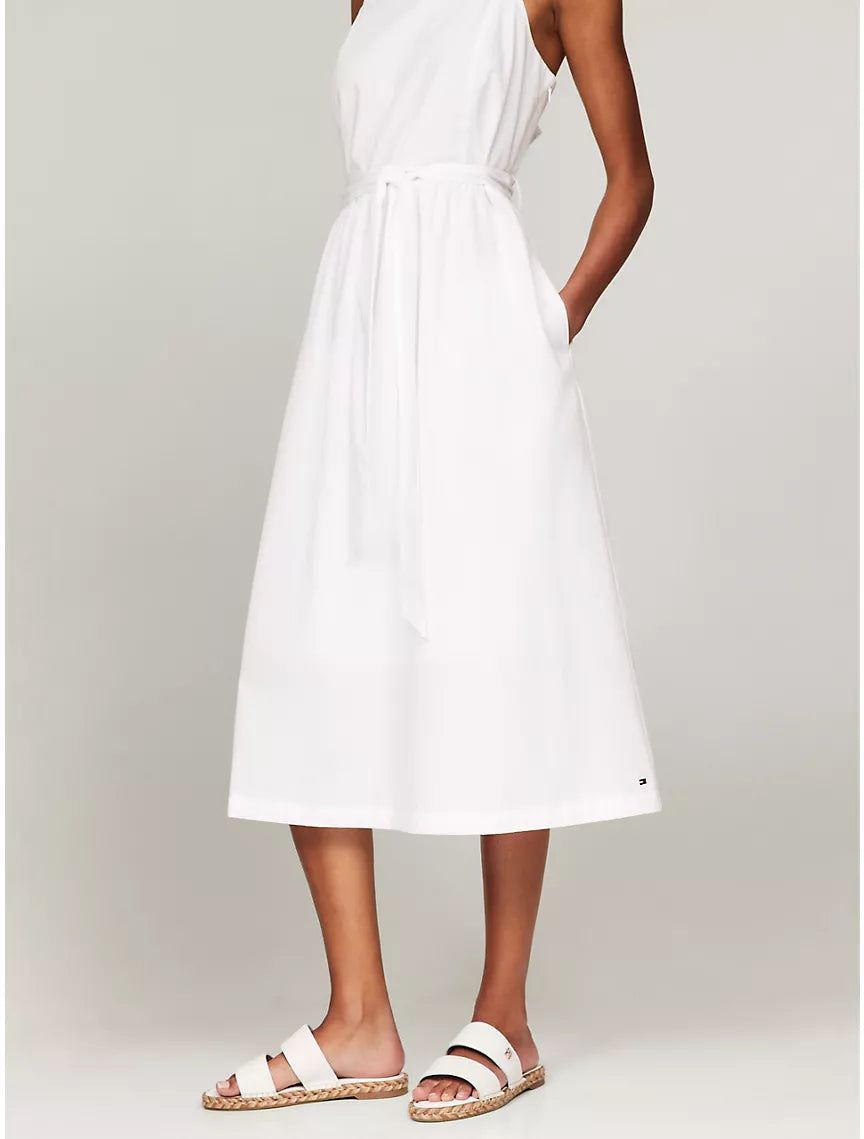 Tommy Hilfiger Sleeveless Belted Midi Dress - White