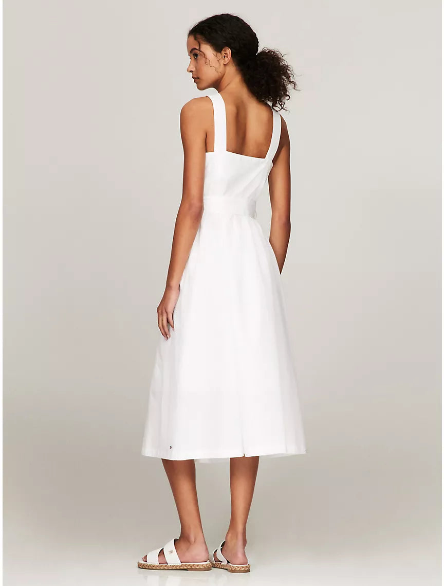 Tommy Hilfiger Sleeveless Belted Midi Dress - White