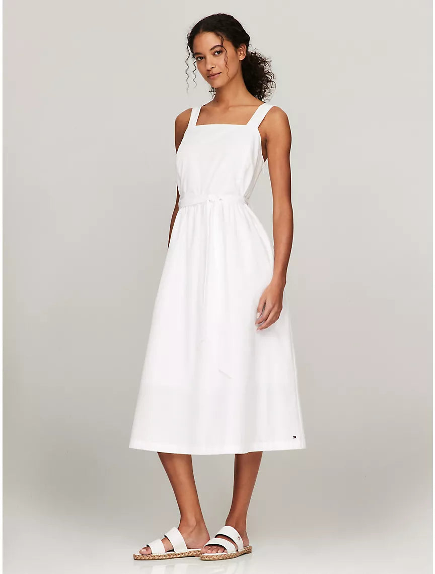 Tommy Hilfiger Sleeveless Belted Midi Dress - White