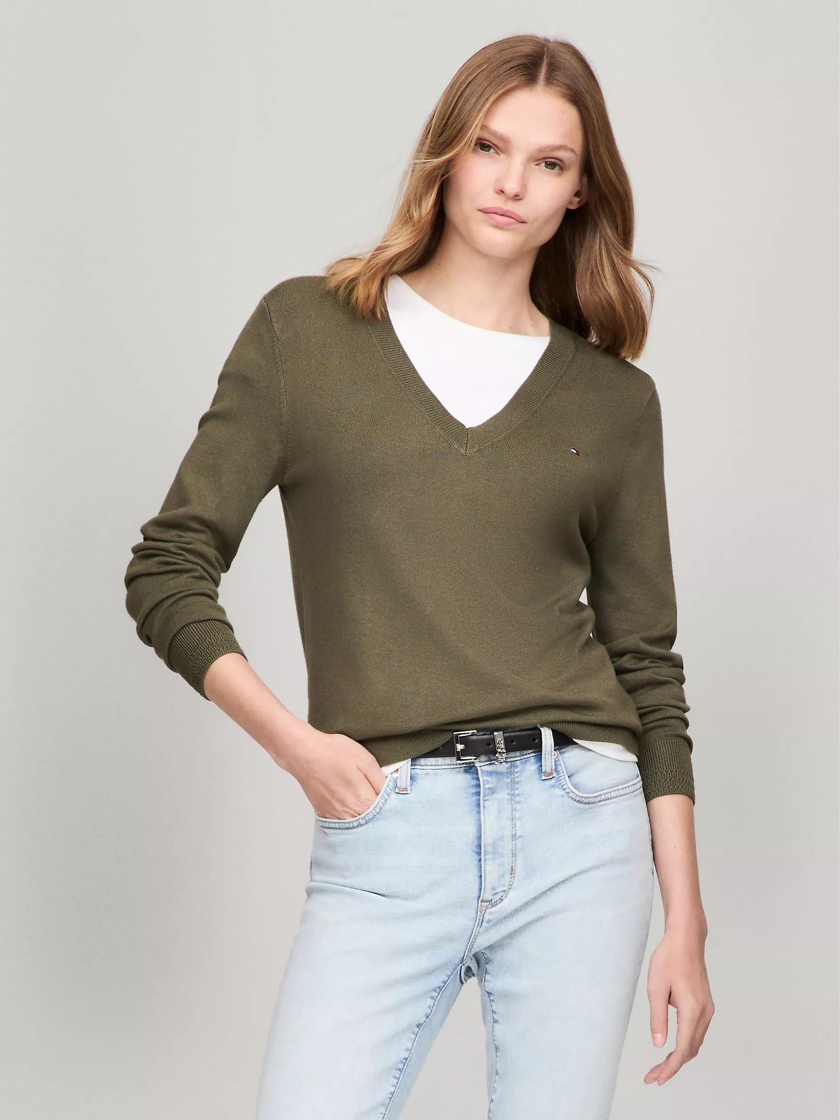 Womens' Tommy Hilfiger Viscose-Blend V-Neck Sweater