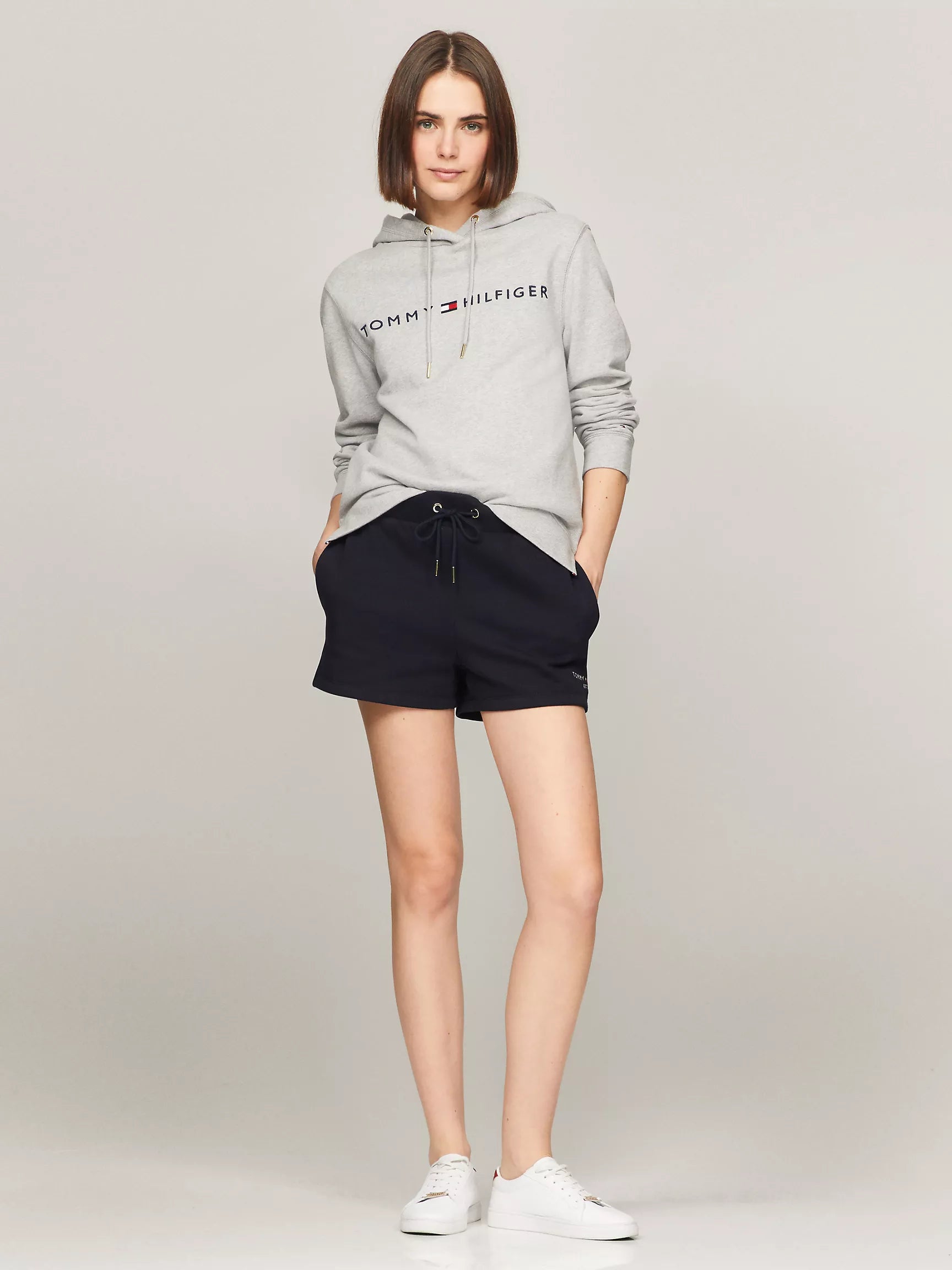 Tommy Womens' Embroidered Tommy Logo Hoodie/Grey Heather