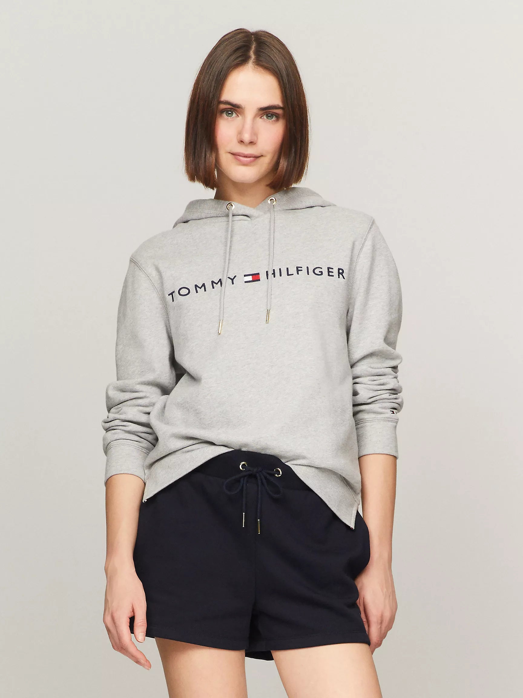 Tommy Womens' Embroidered Tommy Logo Hoodie/Grey Heather