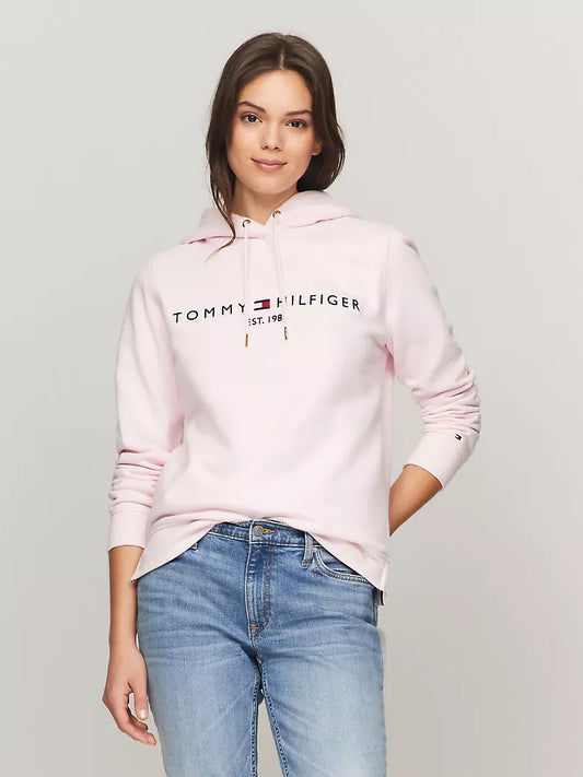 Womens' Tommy Embroidered Tommy Logo Hoodie- Pink