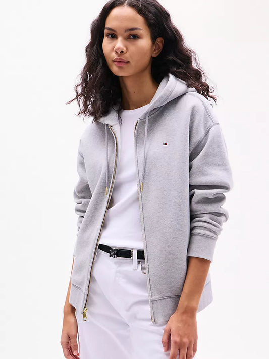 Womens' Relaxed Fit Plush-Lined Zip Hoodie- GRey