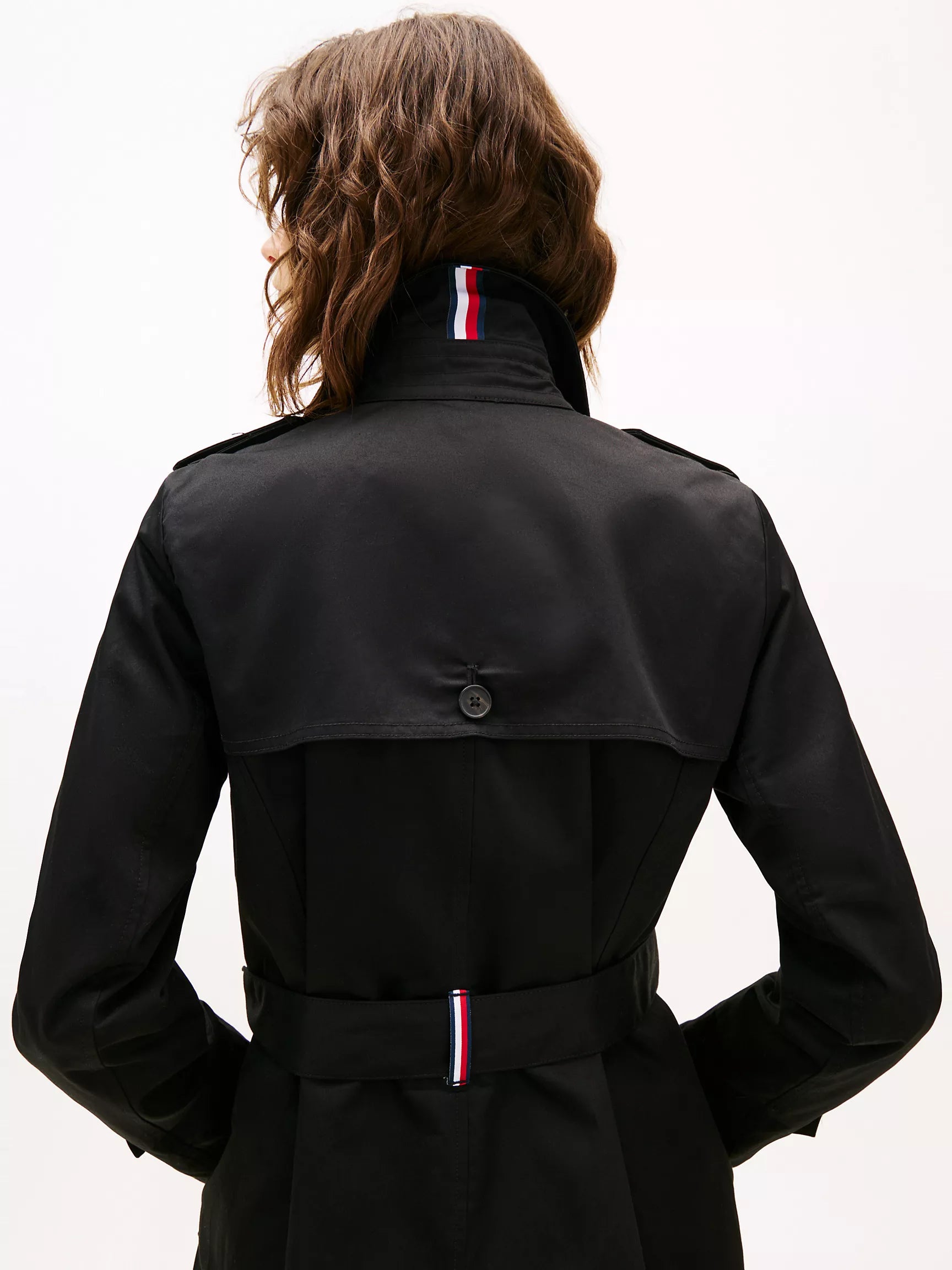 TOMMY WOMENS' Double-Breasted Belted Trench Coat BLACK