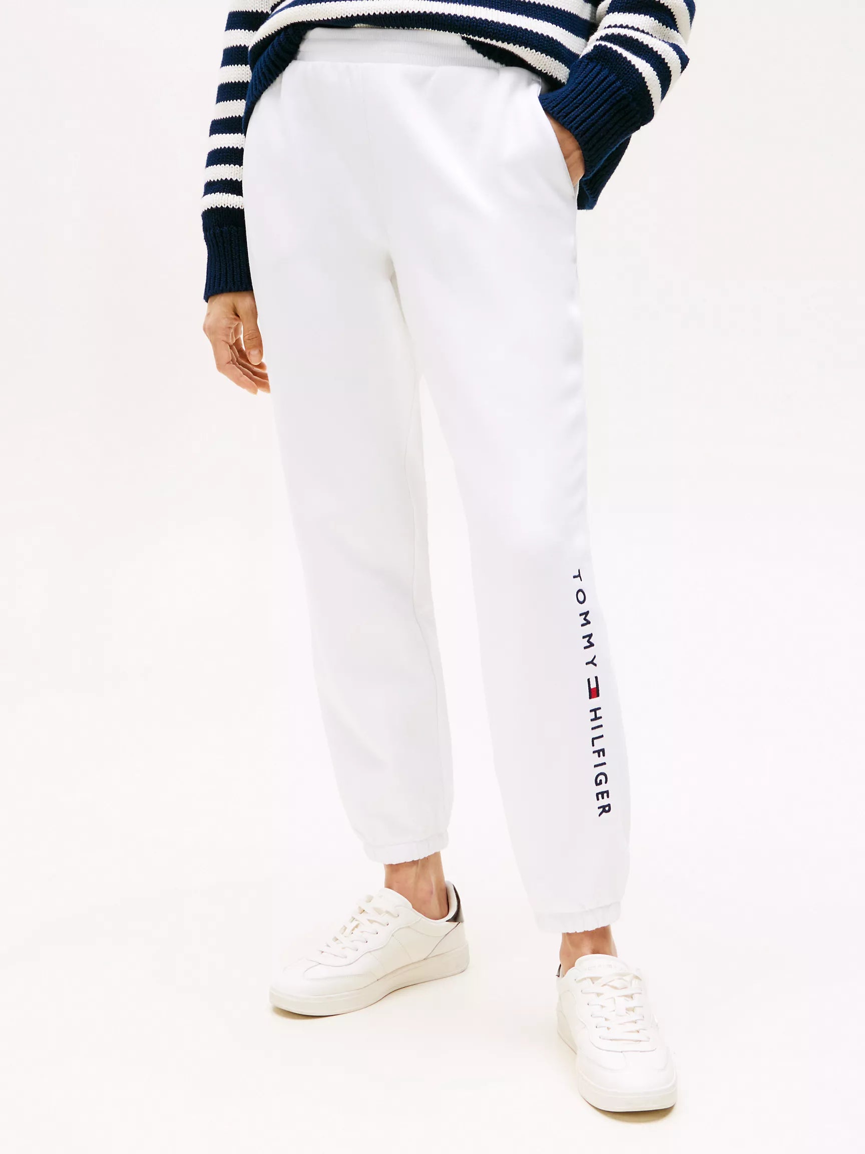 Tommy Womens' Embroidered Tommy Logo Sweatpant/Optic White