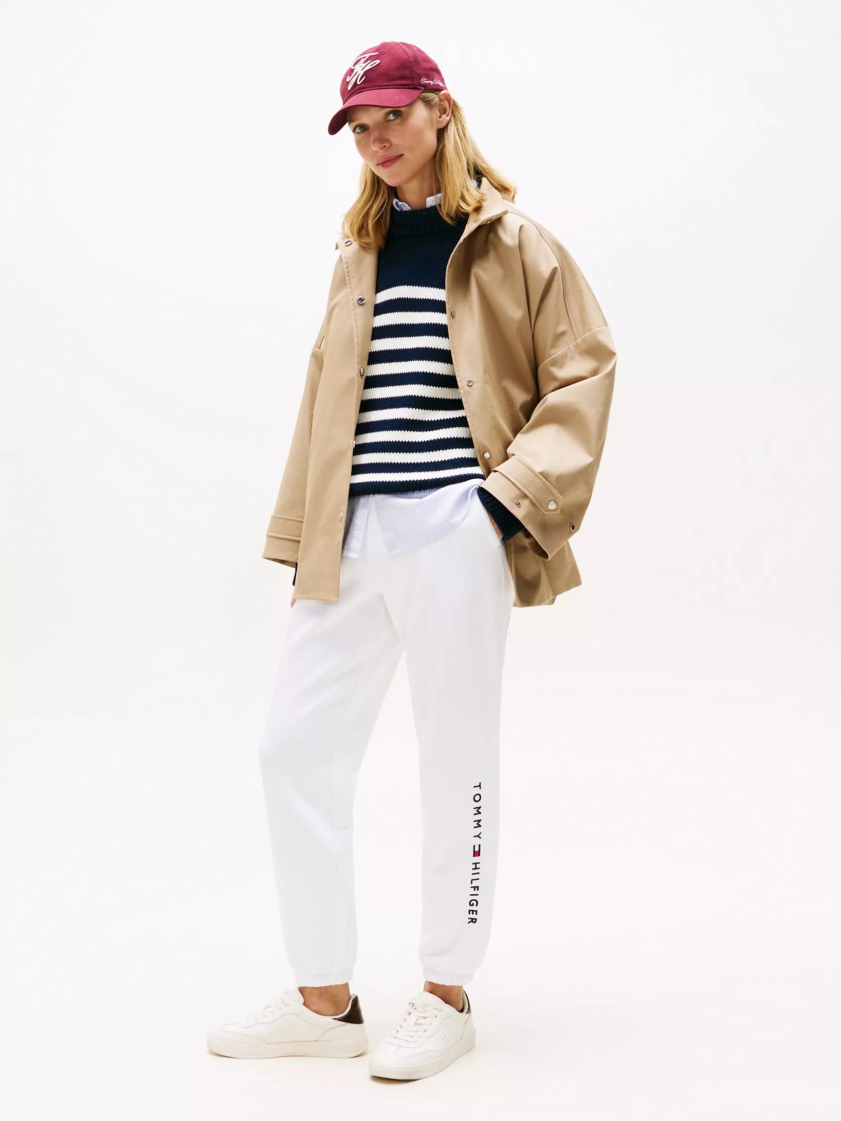 Tommy Womens' Embroidered Tommy Logo Sweatpant/Optic White