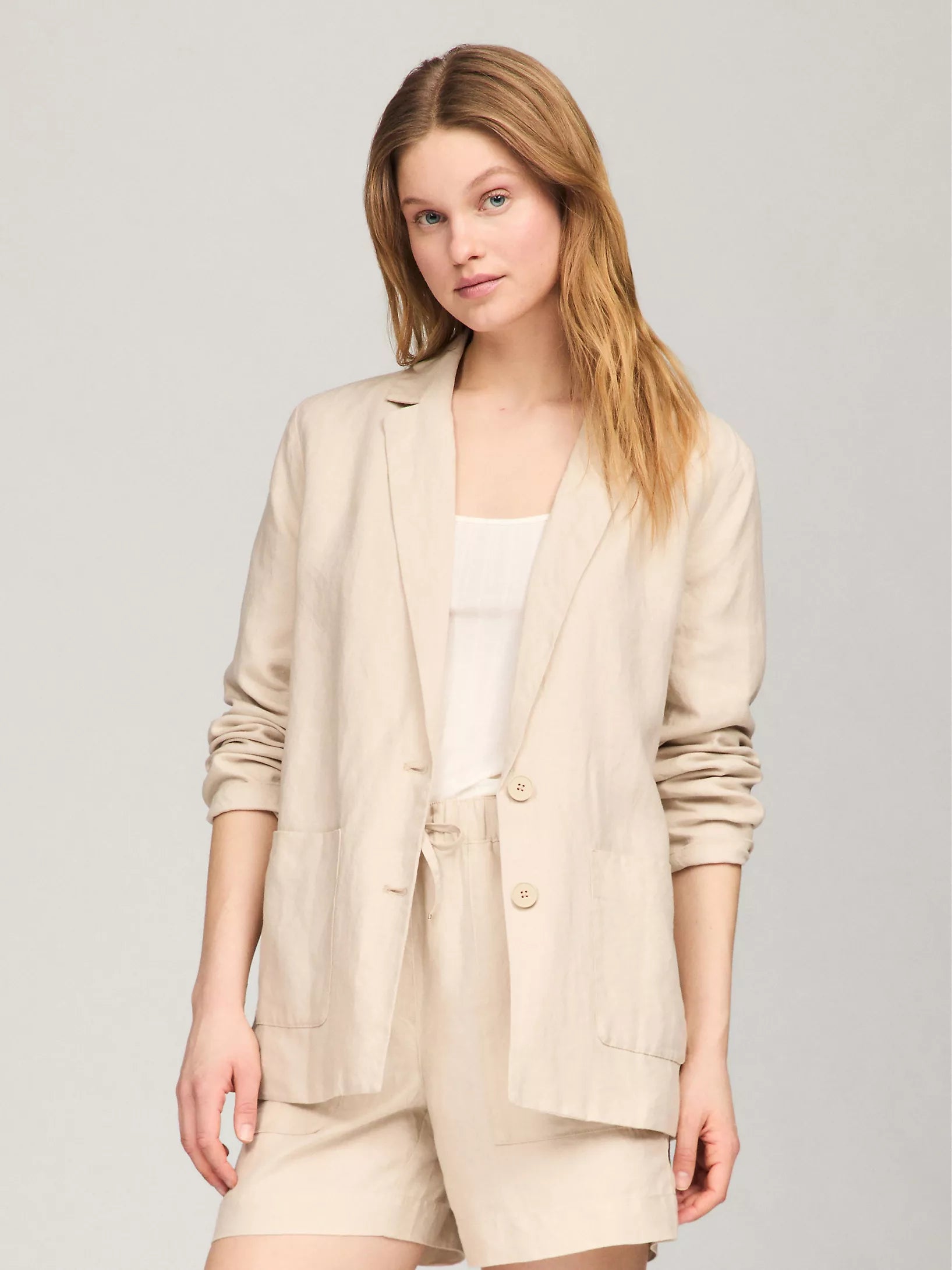 TOMMY HILFIGER WOMENS' Relaxed Fit Lightweight Linen Blazer