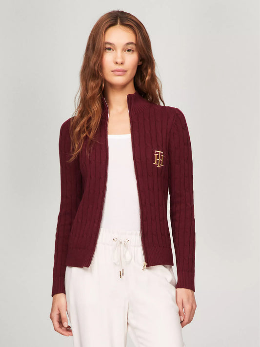 Women' TOMMY Mockneck Zip Cardigan