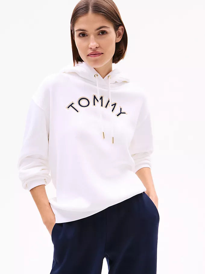 Womens Tommy Pullover Hoodie/ WHITE