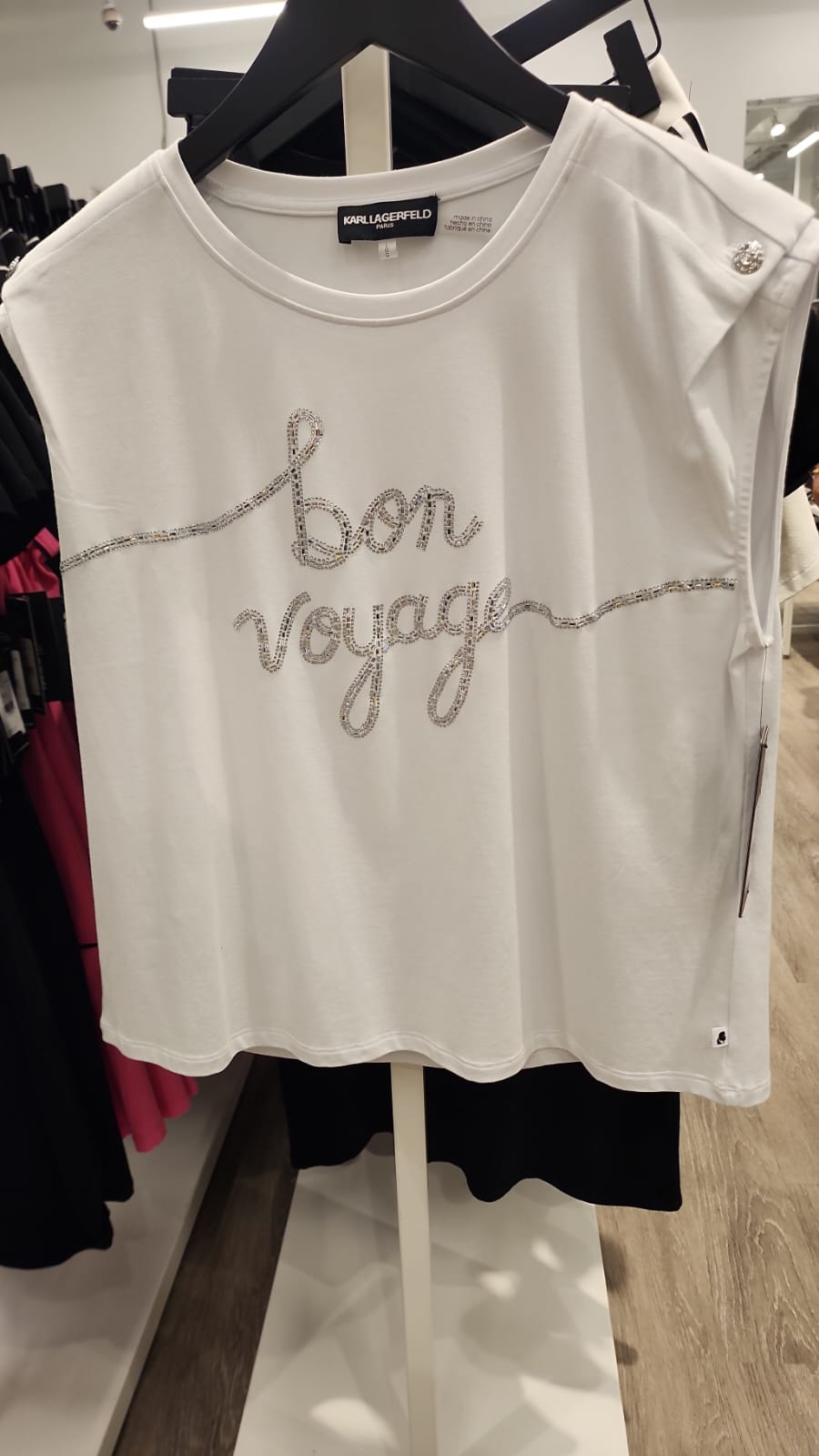 Karl Lagerfeld Paris Womens' Bon Voyage Logo Tee | WHITE