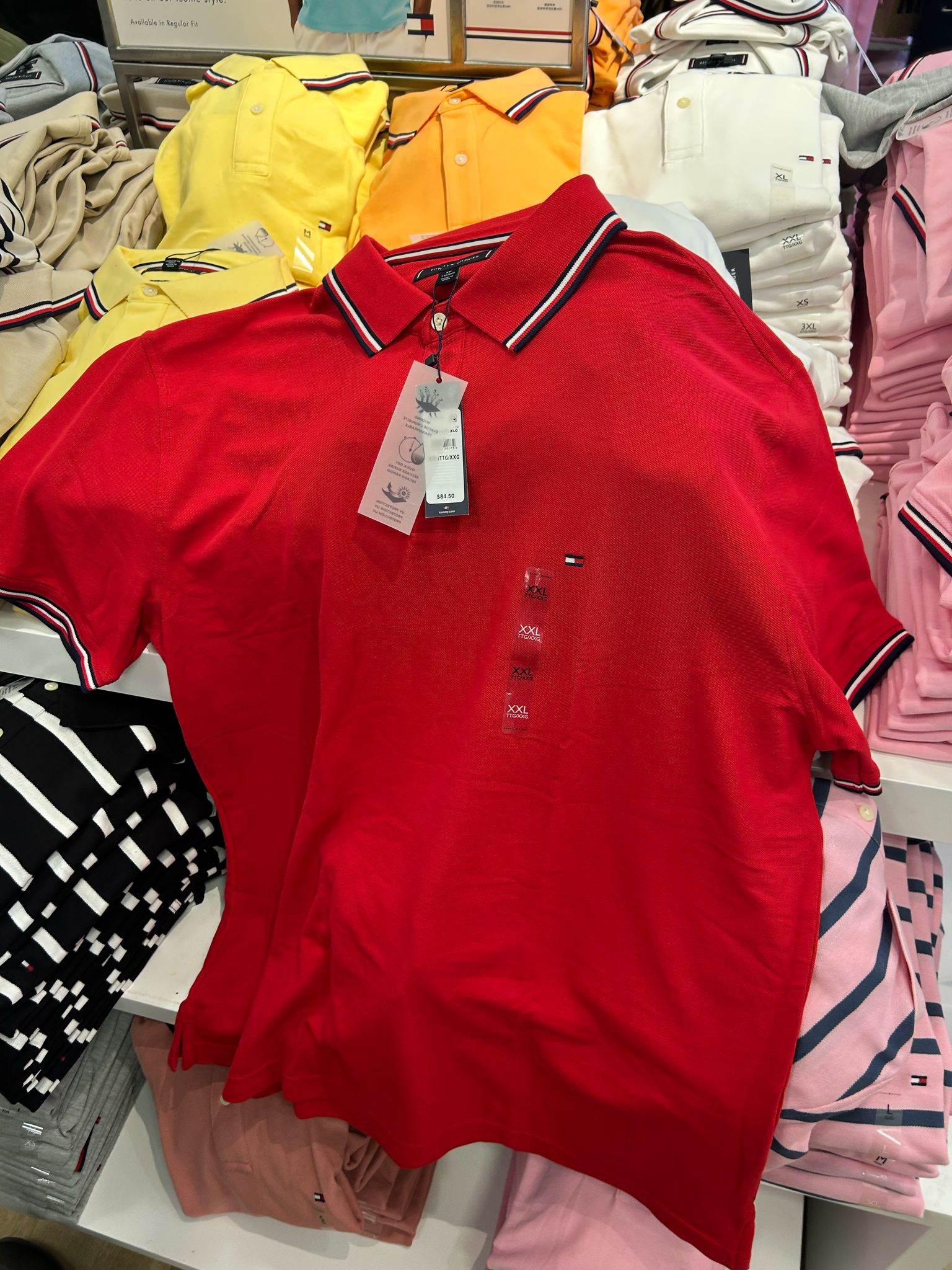 Mens' Regular Fit Tommy Wicking Polo/RED