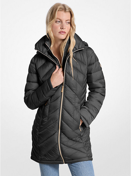 Michael Kors WOMENS' Packable Quilted Nylon Puffer Coat BLACK