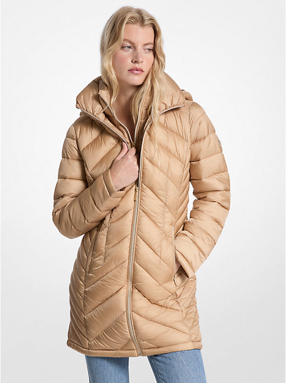 Michael Kors WOMENS' Packable Quilted Nylon Puffer Coat KHAKI