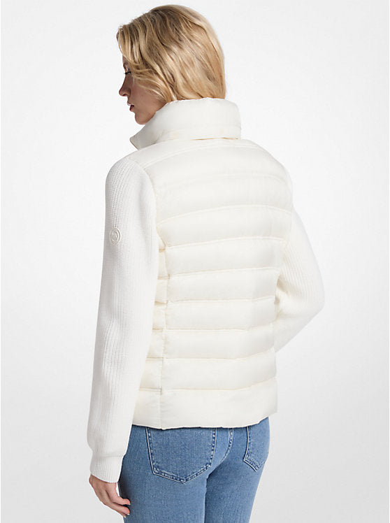 Michael Kors WOMENS' Quilted Nylon and Knit Jacket