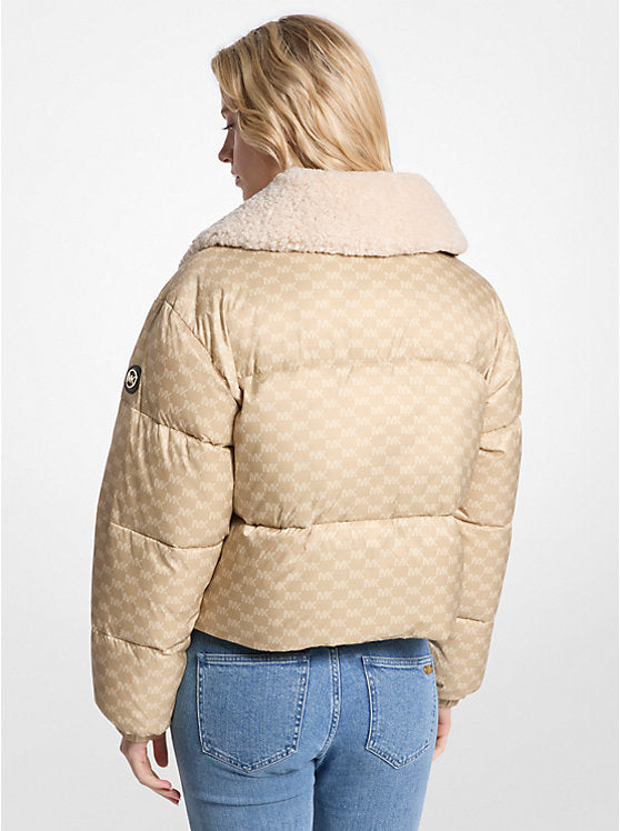 Michael Kors WOMENS' Logo Print and Sherpa Puffer Jacket KHAKI