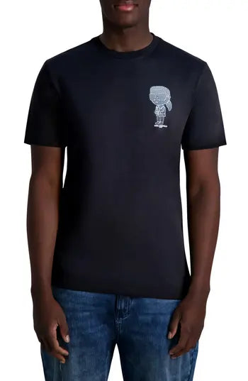MENS' KARL LAGERFELD Paris Pixelated Karl Cotton Graphic T-shirt In Black