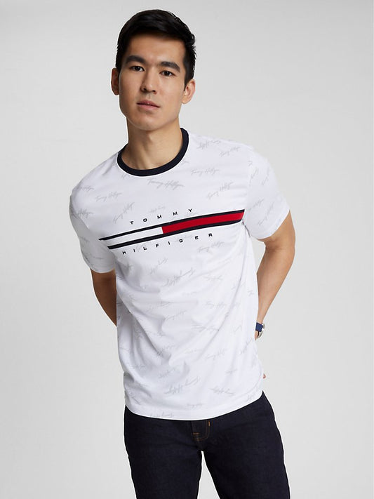 TOMMY HILFIGER SIGNATURE FLAG STRIPE LOGO T-SHIRT