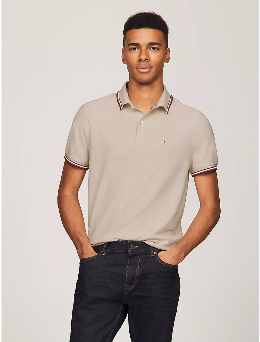 Tommy Hilfiger Regular Fit Tommy Wicking Polo - Stone