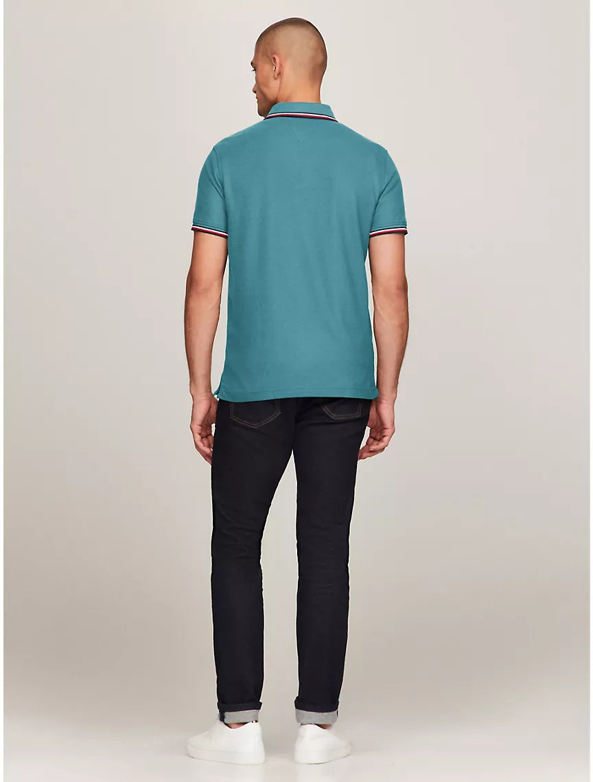 Tommy Hilfiger Regular Fit Tommy Wicking Polo - Teal Ocean