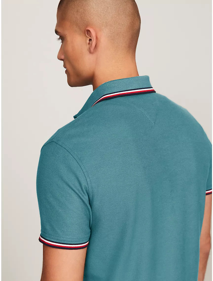 Tommy Hilfiger Regular Fit Tommy Wicking Polo - Teal Ocean