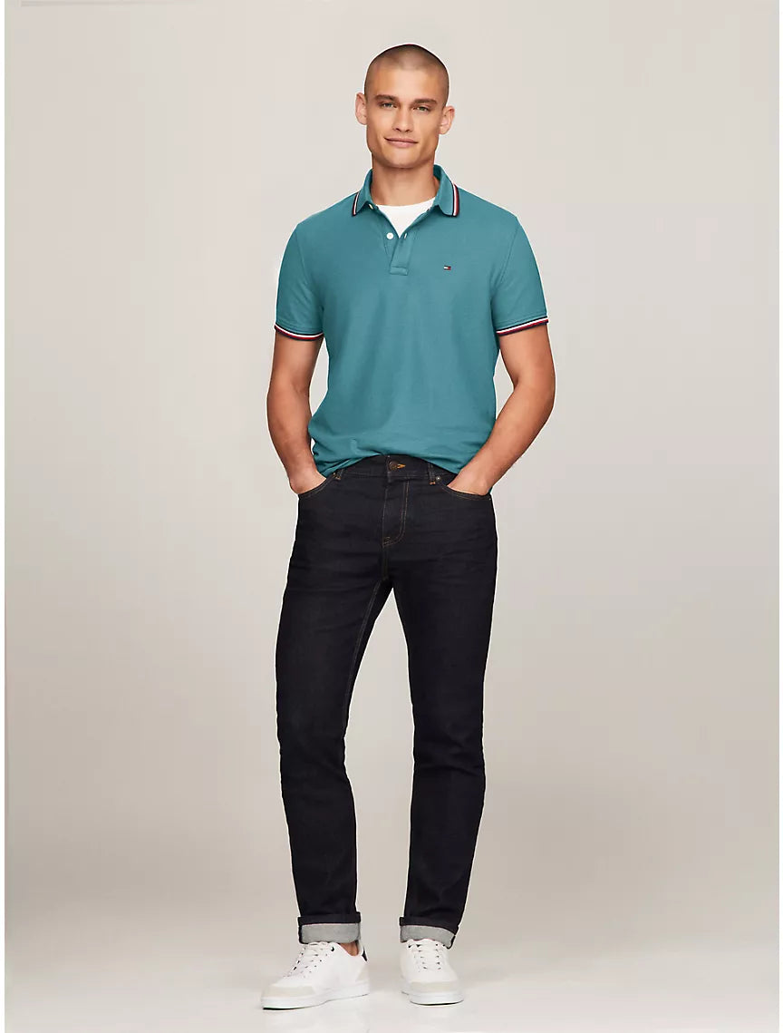 Tommy Hilfiger Regular Fit Tommy Wicking Polo - Teal Ocean