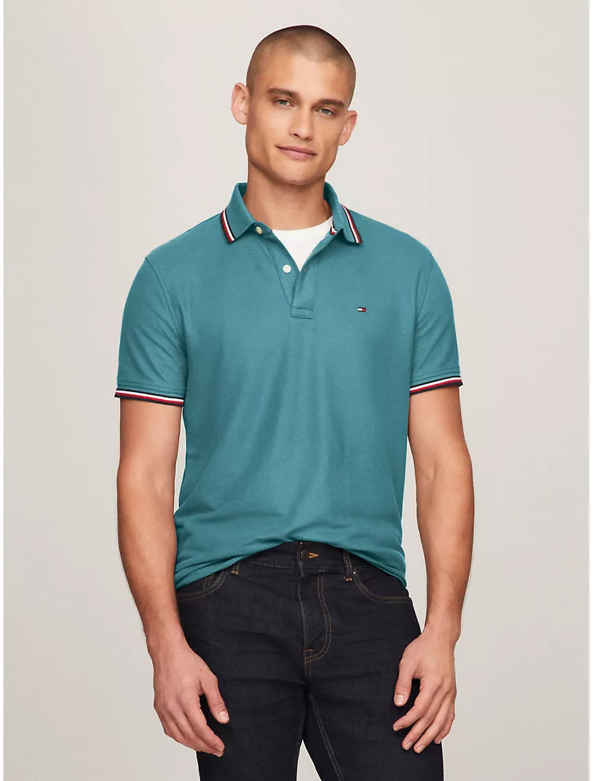 Tommy Hilfiger Regular Fit Tommy Wicking Polo - Teal Ocean