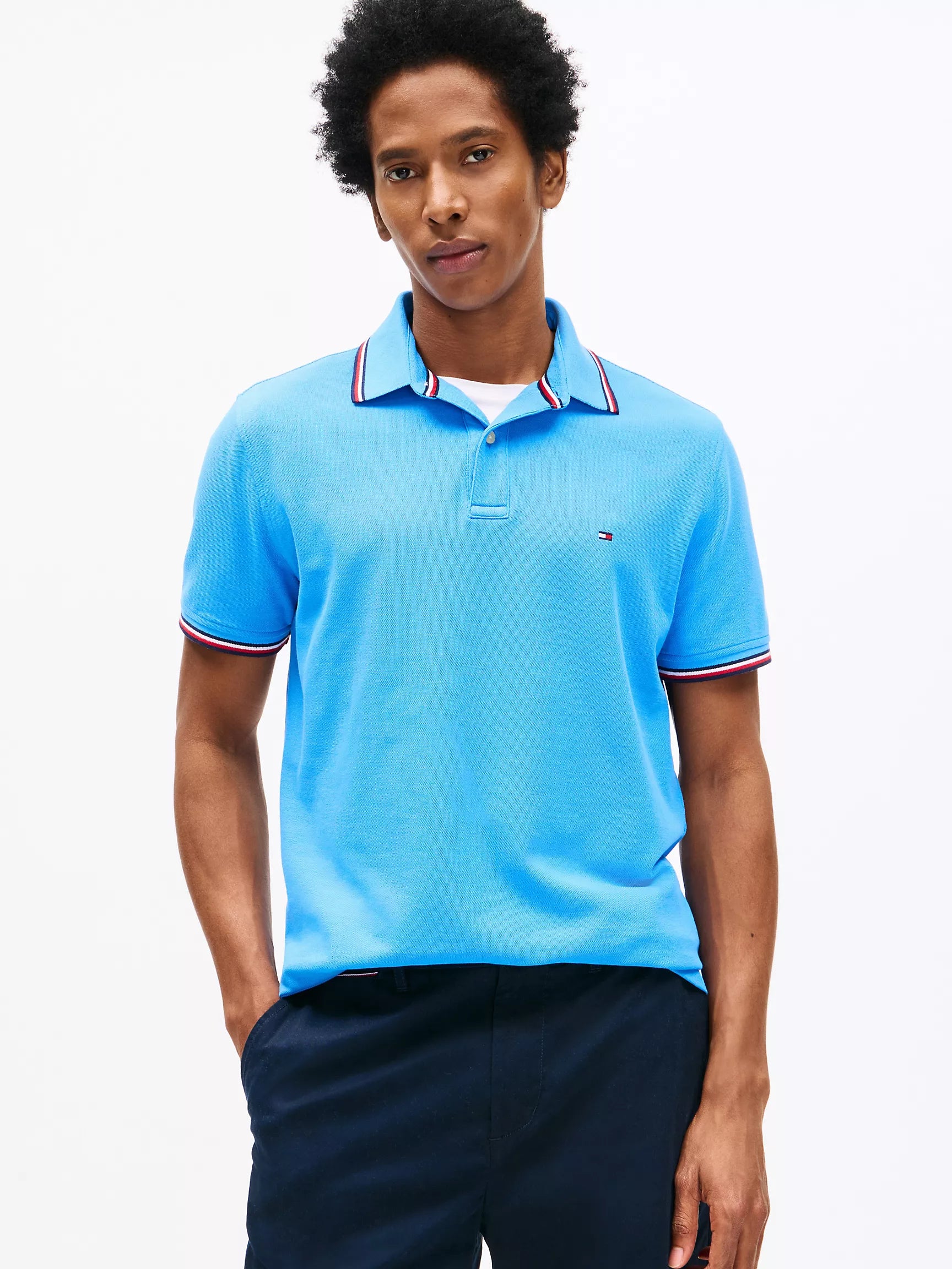 Tommy Mens' Regular Fit Tommy Wicking Polo/ Copenhagen Blue