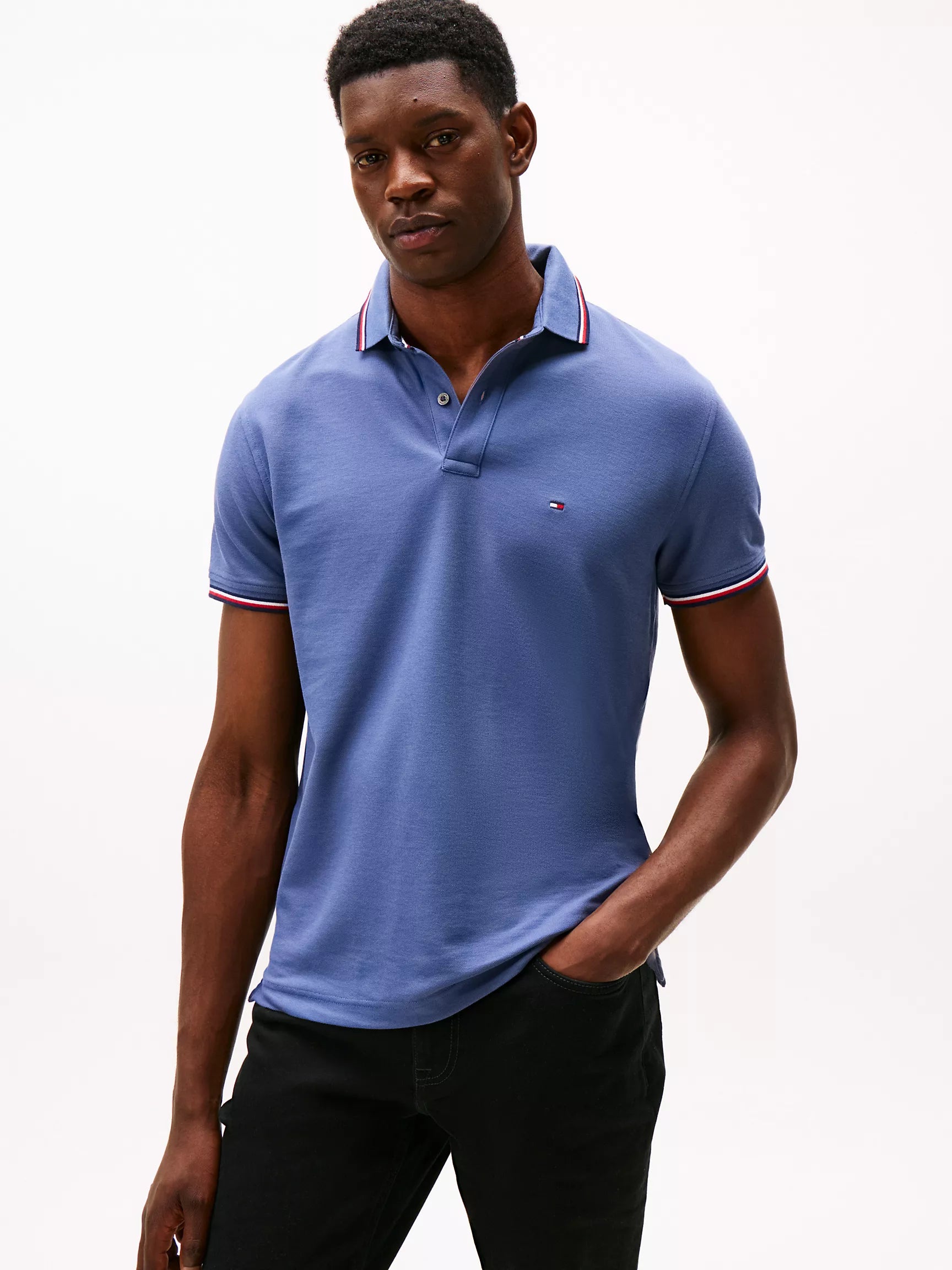 Tommy Mens' Regular Fit Tommy Wicking Polo/ Bank Blue