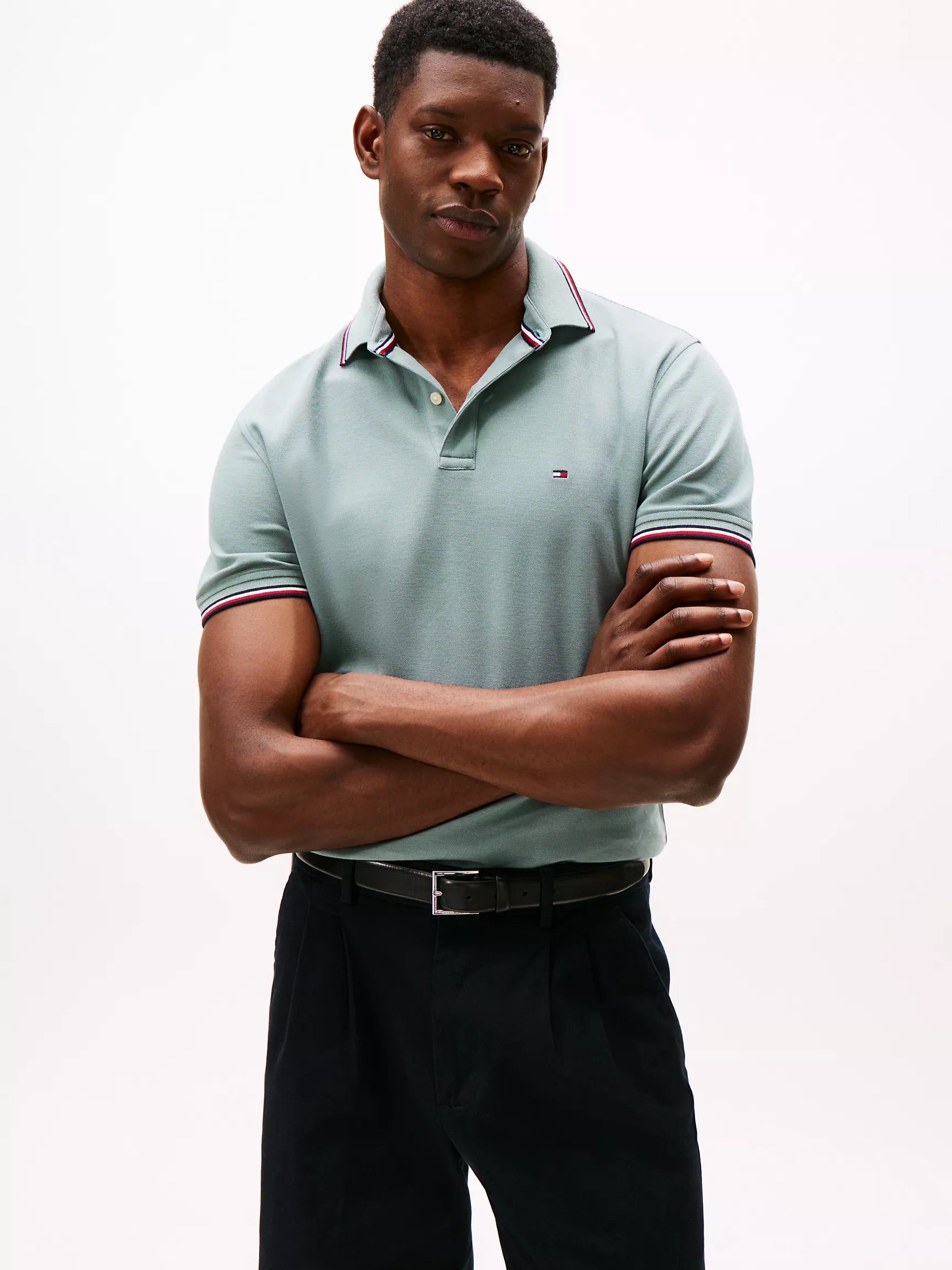 Tommy Mens' Regular Fit Tommy Wicking Polo/ Smoky Blue