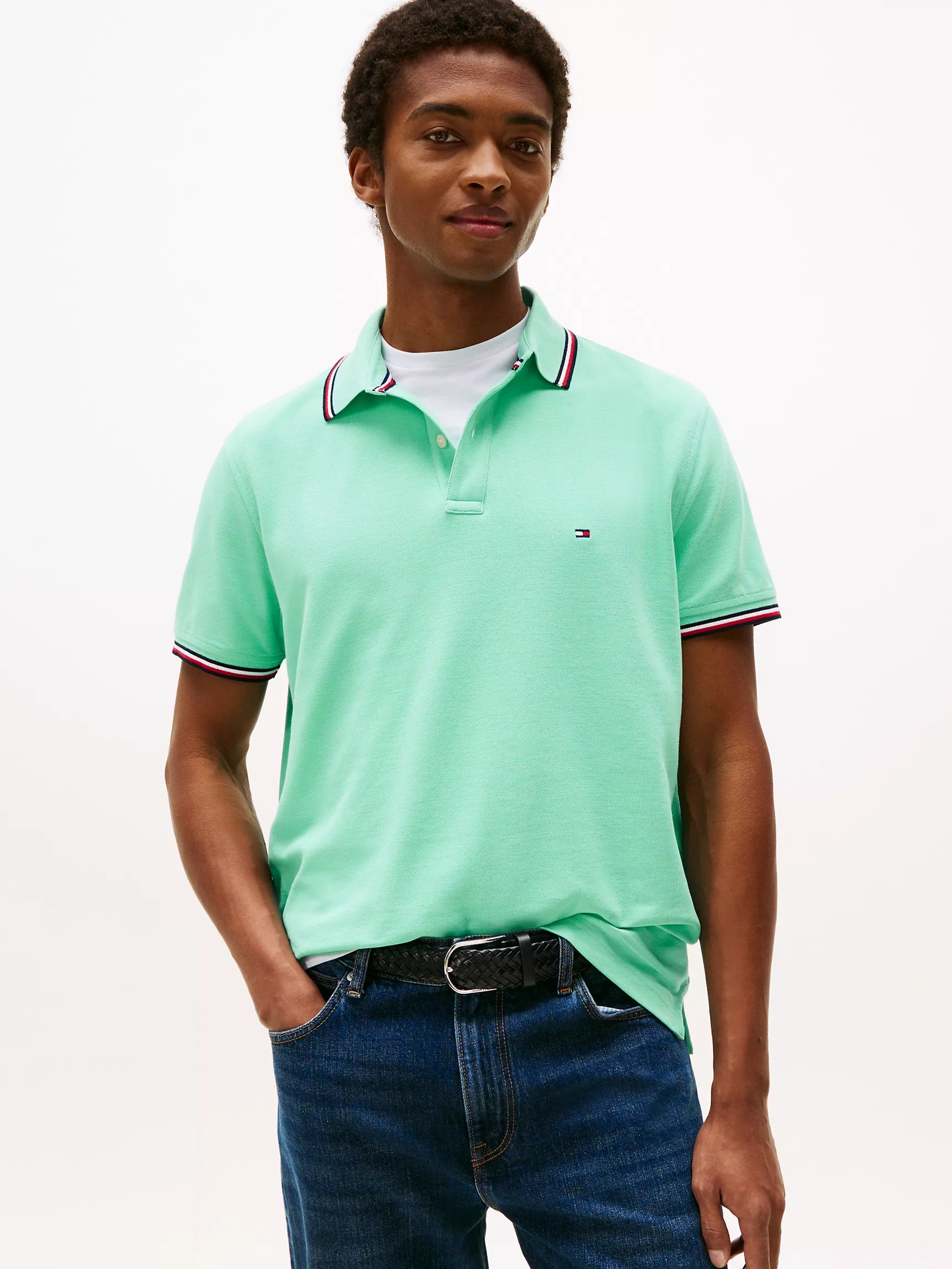 Mens' Regular Fit Tommy Wicking Polo/Miami Aqua