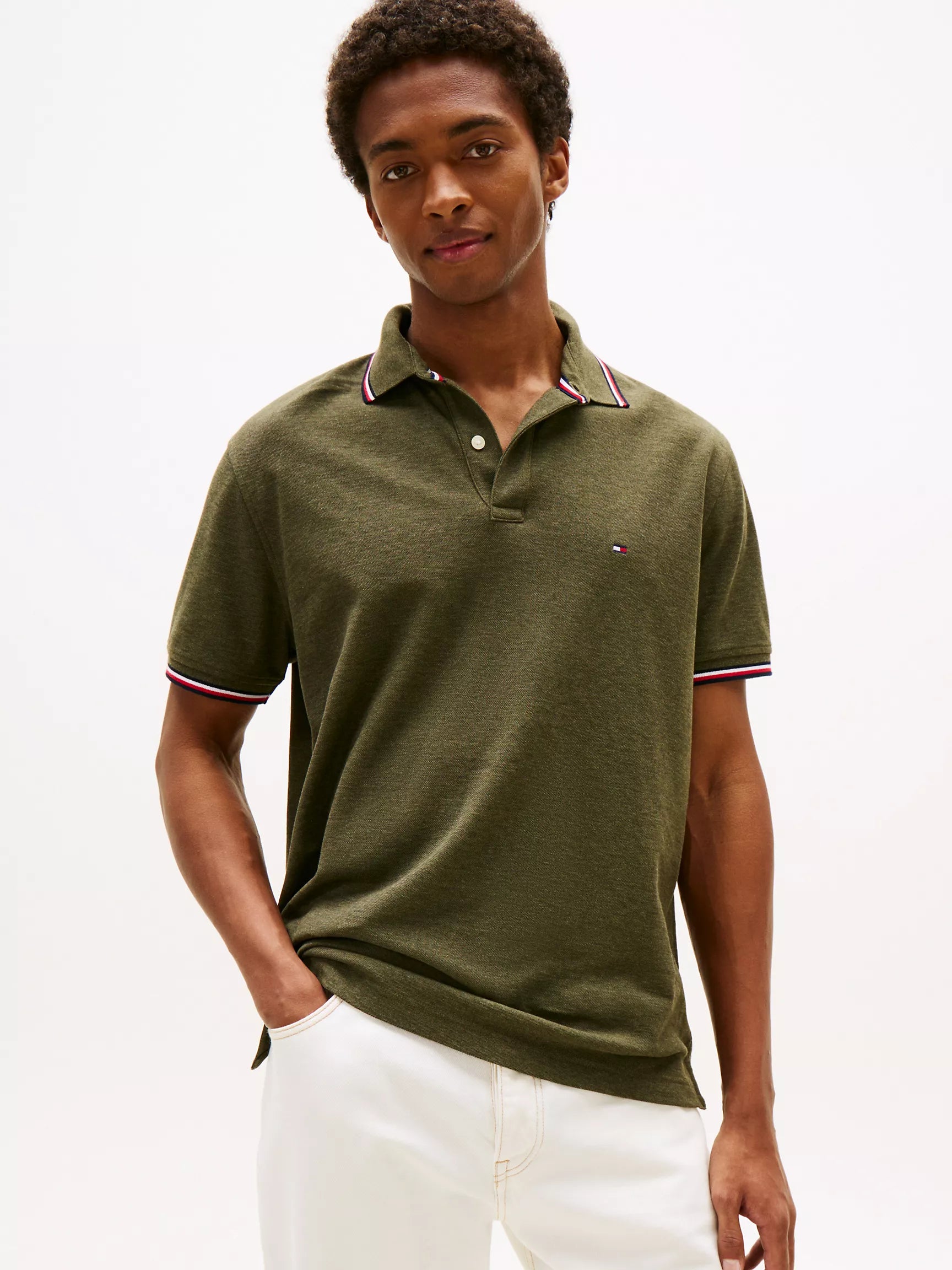 Tommy Mens' Regular Fit Tommy Wicking Polo/ Green Heather